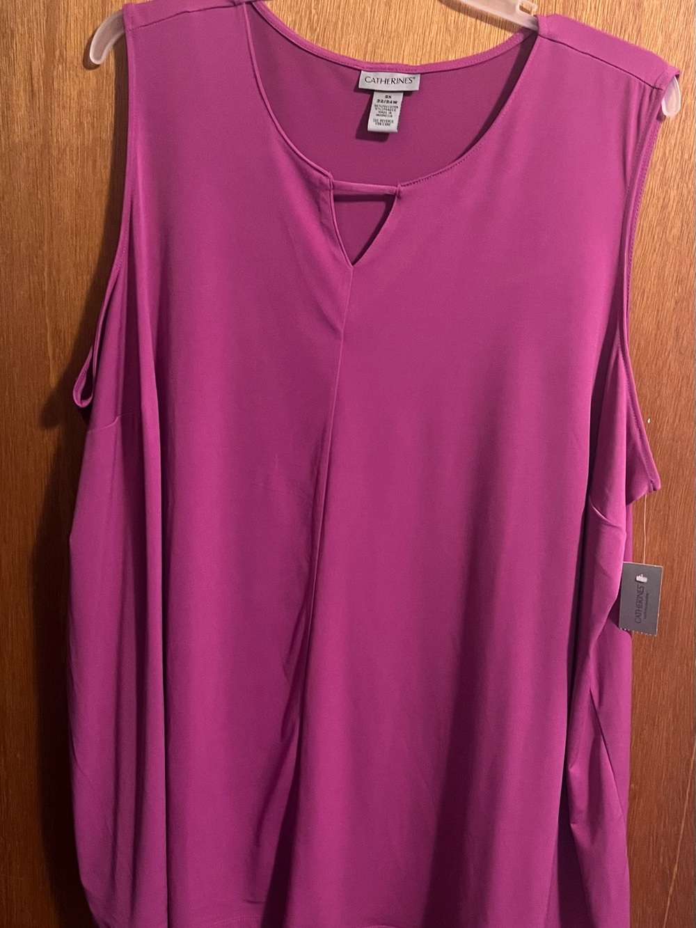 Catherines Fuchsia Cold-Shoulder Keyhole Blouse